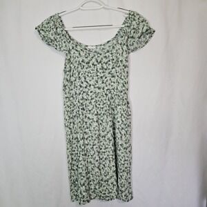 Cotton On Mini Dress Womens XS Green Floral Excellent Smocked Back Cottagecore